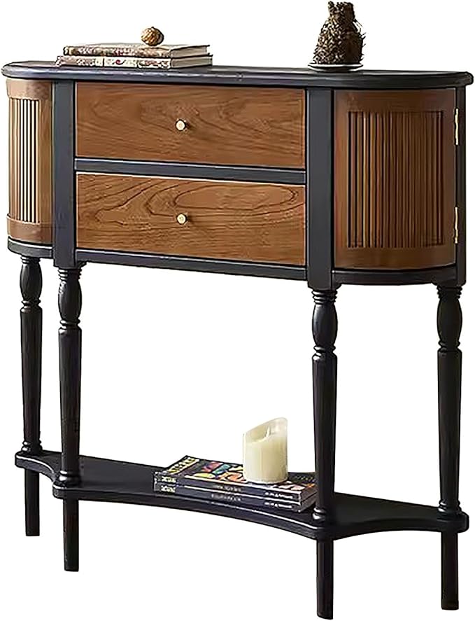 Entryway Table, Narrow Sofa Table, Semi-Circle Entryway Storage Shelf