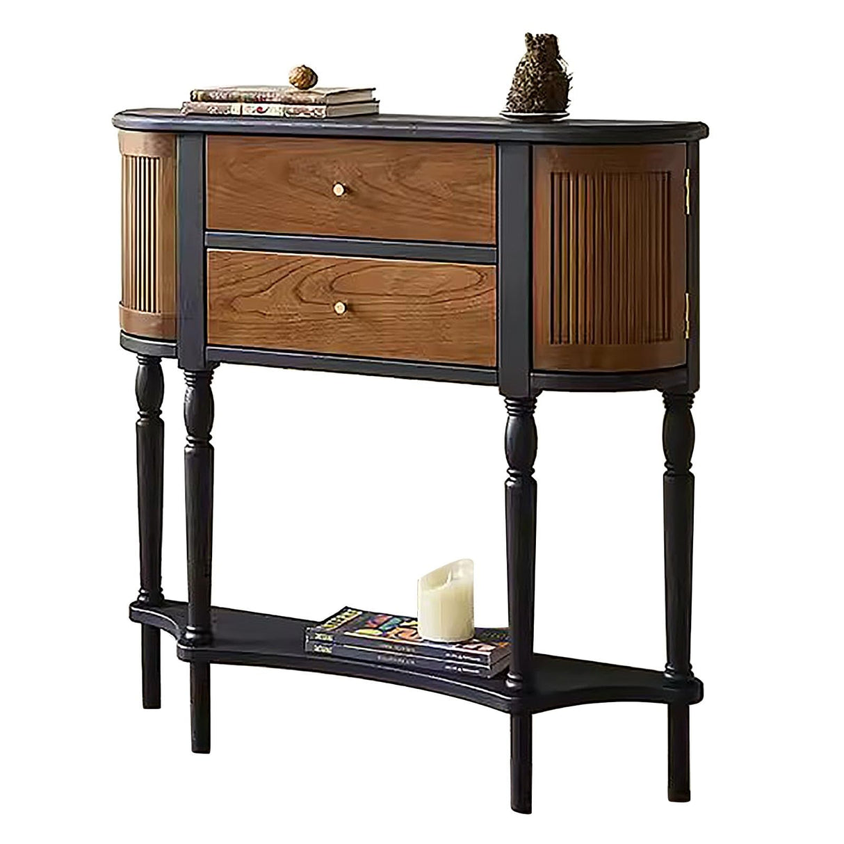 Entryway Table, Narrow Sofa Table, Semi-Circle Entryway Storage Shelf