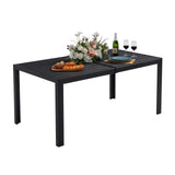 Rectangle Patio Dining Table for 6, All Weather Wood slatted Outdoor Table