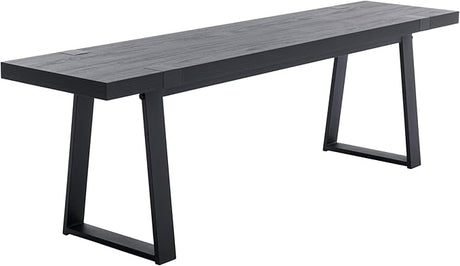 60" Black Dining Bench, Wooden Table Bench with Metal Legs, Modern Kitchen Bench for Enrtyway/Indoor/Dining Room