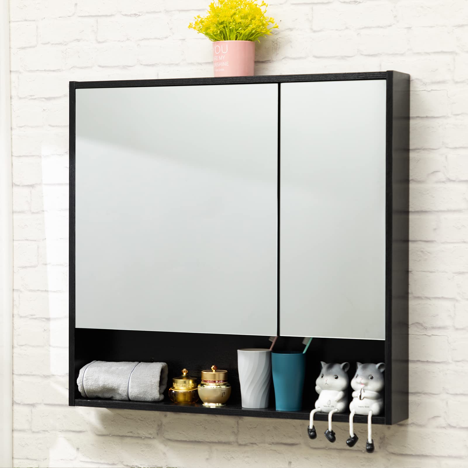 Medicine Cabinet with Mirror and Shelves, Oversized Bathroom Wall Storage