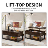 Lift Top Coffee Table with Hidden Compartments & Bottom Open Shelf