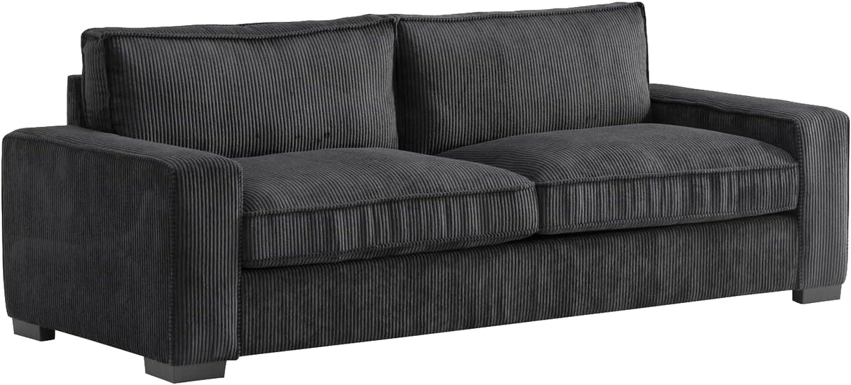 Luxe Living Room Sofa with Soft Corduroy Upholstery, Streamlined Design, Ample and Cozy 3 Seater Couch for Modern Spaces, Ideal for Entertainment and Relaxation