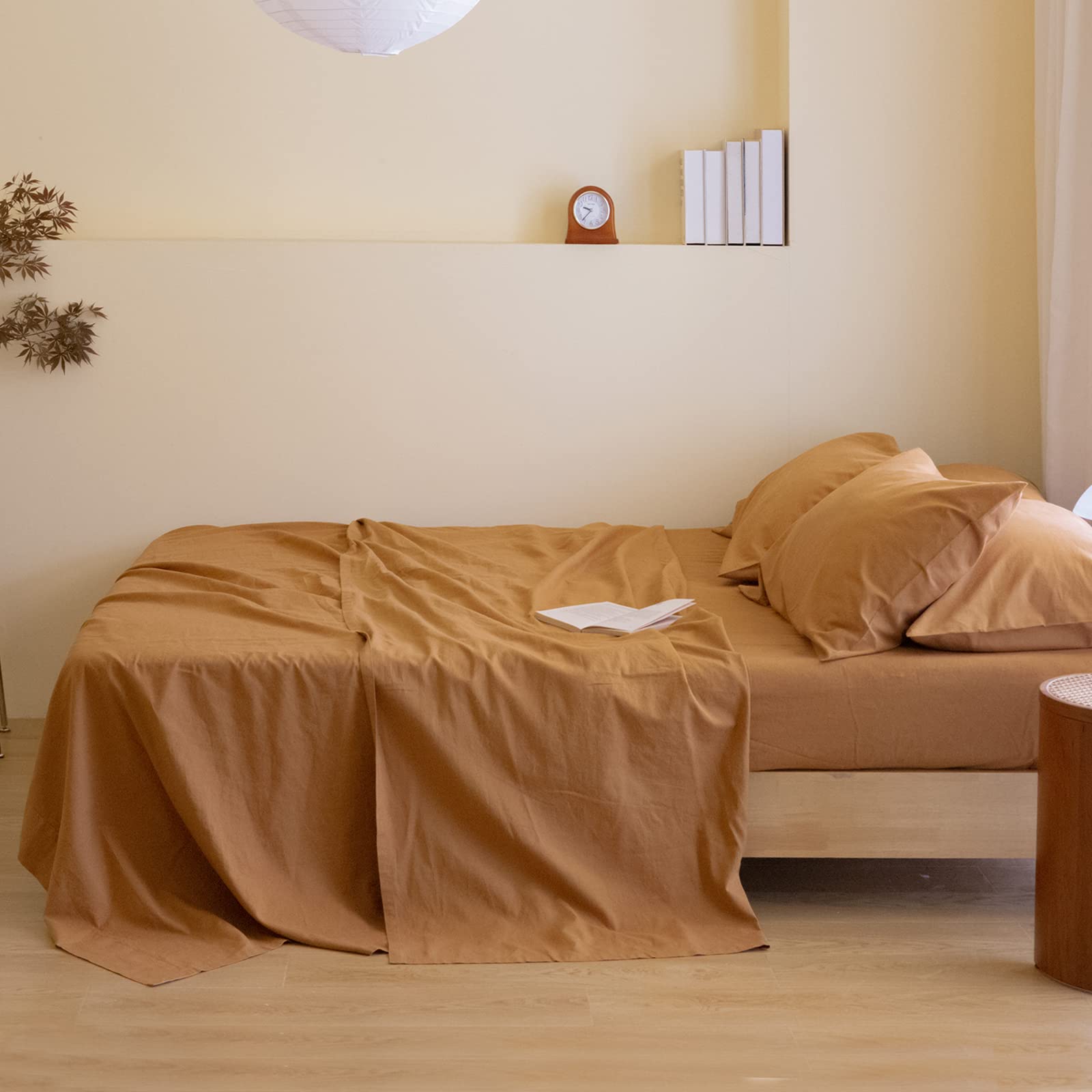 Belgian Linen Sheet Set Solid Color - 6 Pieces (1 Flat Sheet & 1 Fitted Sheet & 4 Pillowcases