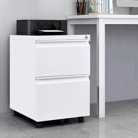 2-Drawer Mobile File Cabinet with Lock, Commercial Vertical Cabinet