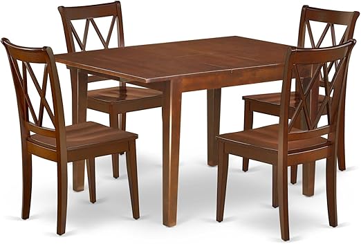 MLCL5-MAH-C Milan 5 Piece Set Includes a Rectangle Dining Room Table with Butterfly