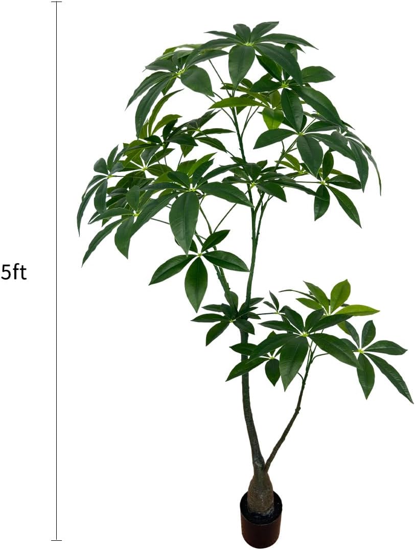 Artificial Pachira Money Tree,5ft Tall Fake Plants Artificial tree for Indoor, Fake Trees