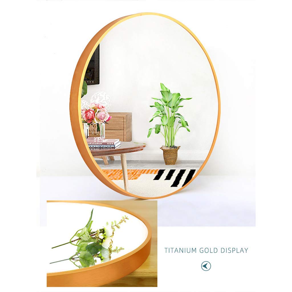 Wall Mounted Mirror Circle HD Shaving Mirror, Gold Frame Round Wall Mirror