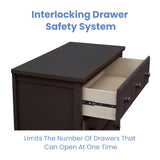 3 Drawer Dresser with Interlocking Drawers, Dark Chocolate