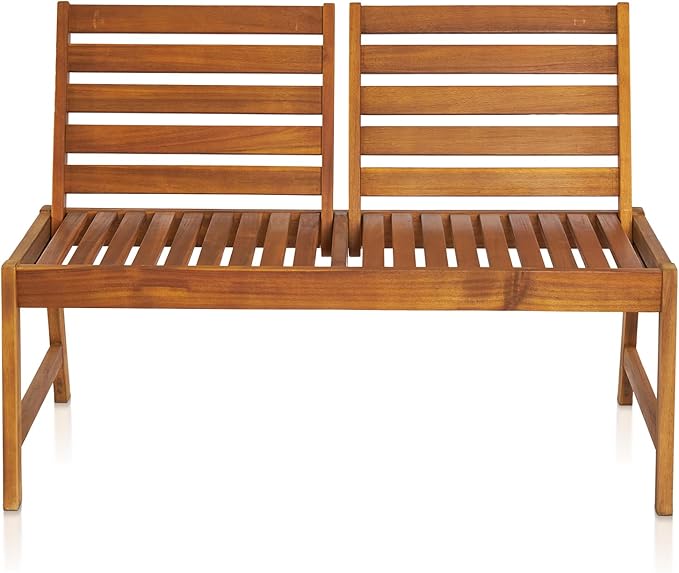 Wooden Garden Bench, Outdoor Wood Patio Bench, Rustic Two Person Loveseat Chair