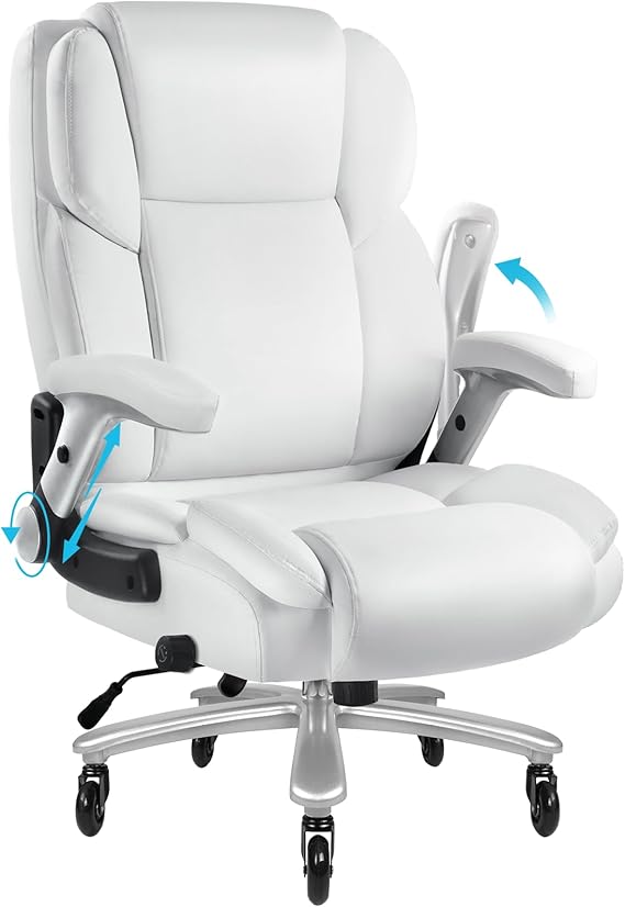 Heavy Duty Office Chair 600LBS - High Back Executive Leather Chair with Lumbar Support