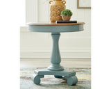 Mirimyn Farmhouse Round Accent Table, Teal & Brown