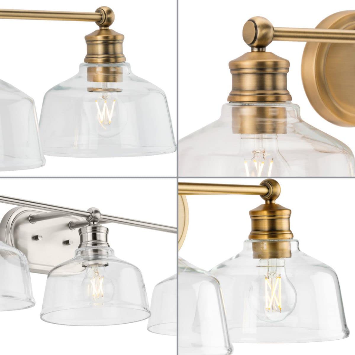 P300397-163 Singleton Collection 3-Light Vanity Light Vintage Brass