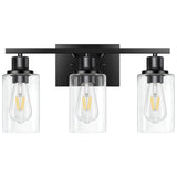 3-Light Vanity Light, Matte Black Bathroom Lighting Fixtures Over Mirror