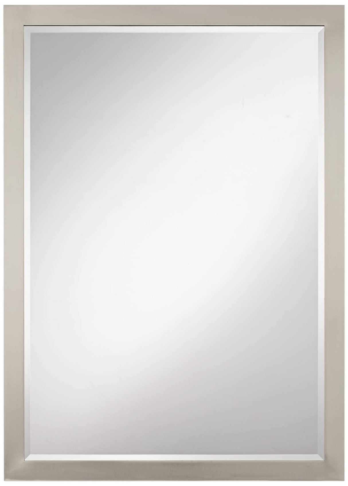 Metzeo Rectangular Vanity Decorative Wall Mirror Modern Sleek Brushed Nickel Metal