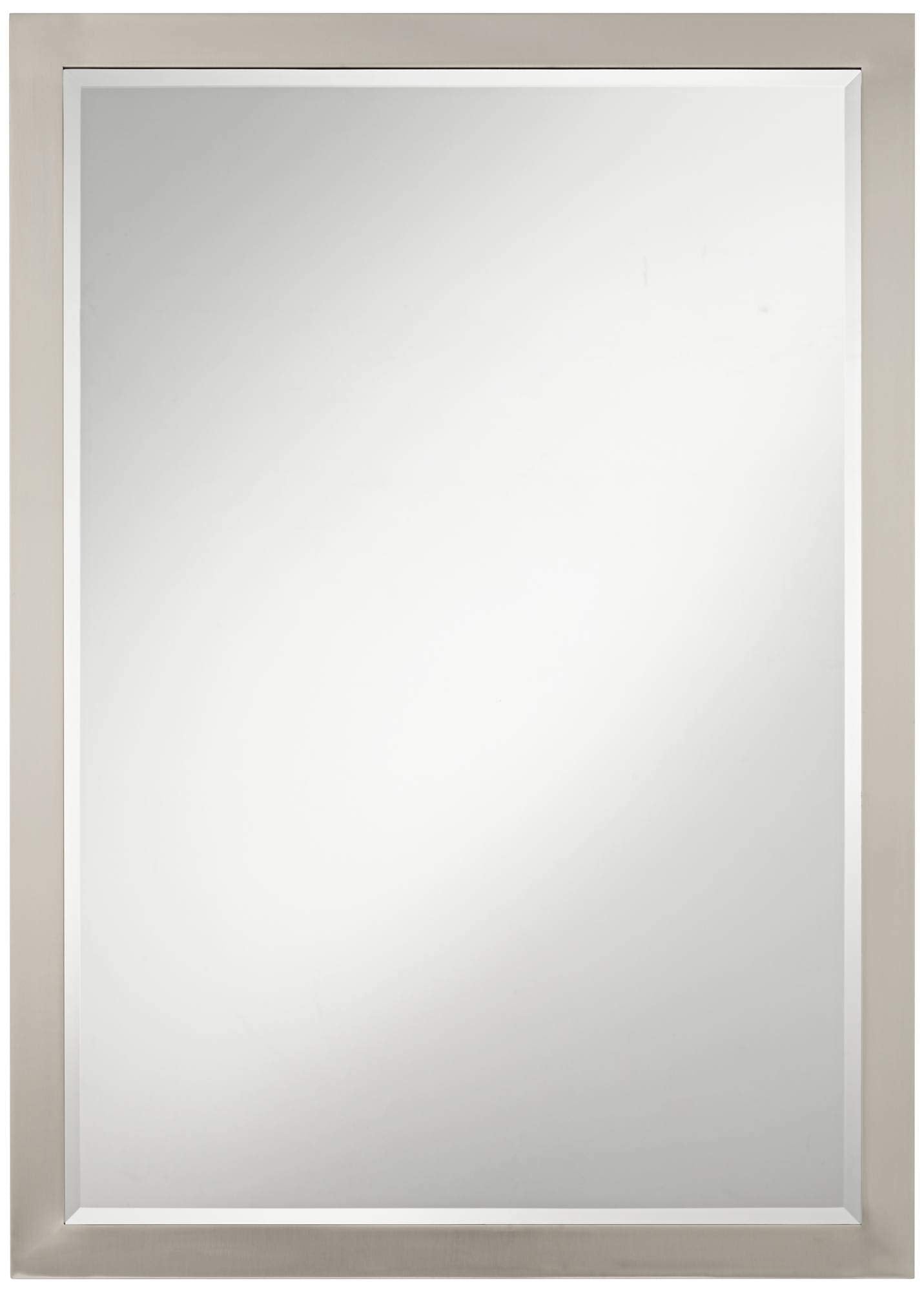 Vanity Decorative Wall Mirror Modern Sleek Brushed Nickel Metal