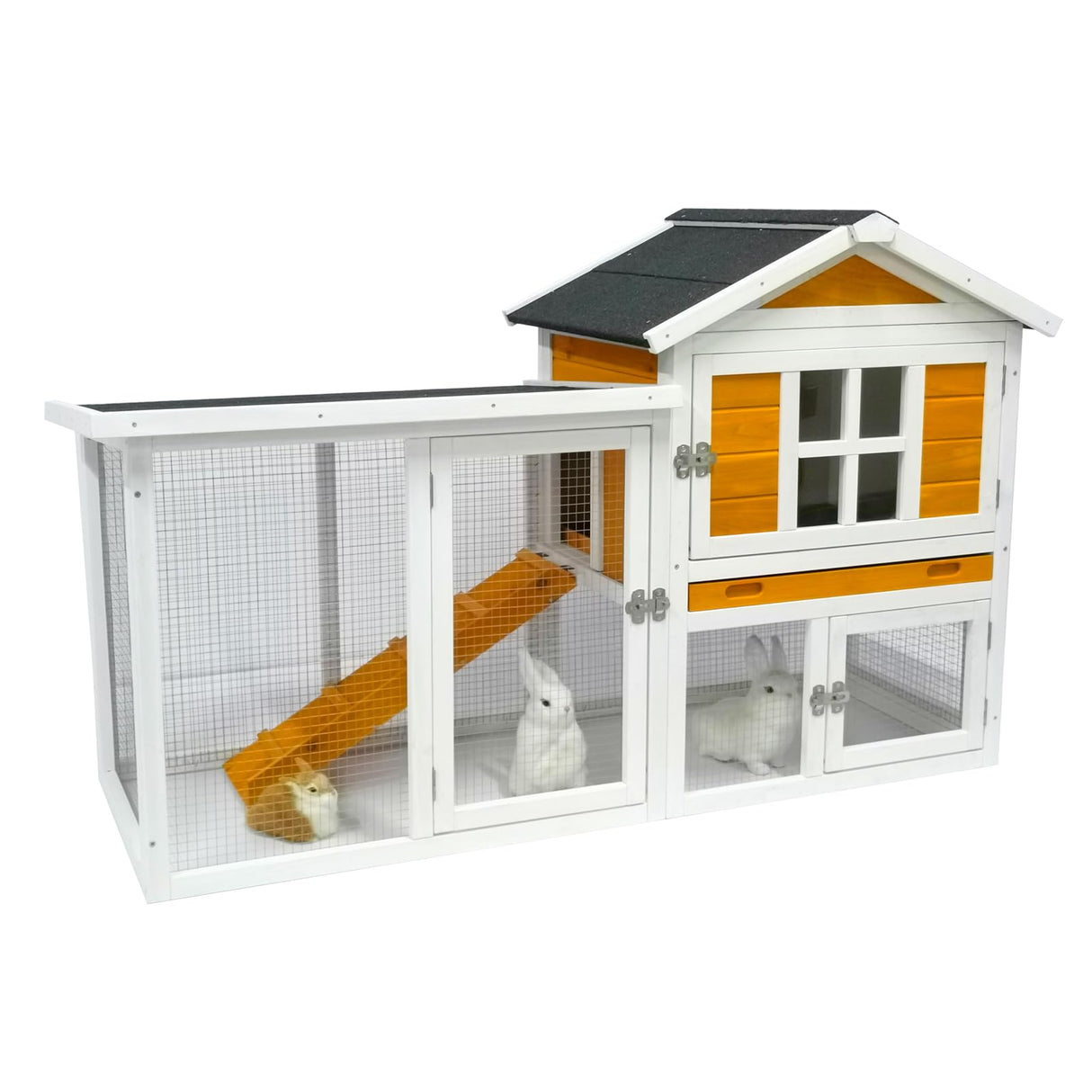 Rabbit Hutch Indoor and Outdoor 56.8" Guinea Pig Cage Chicken Coop Bunny Cage