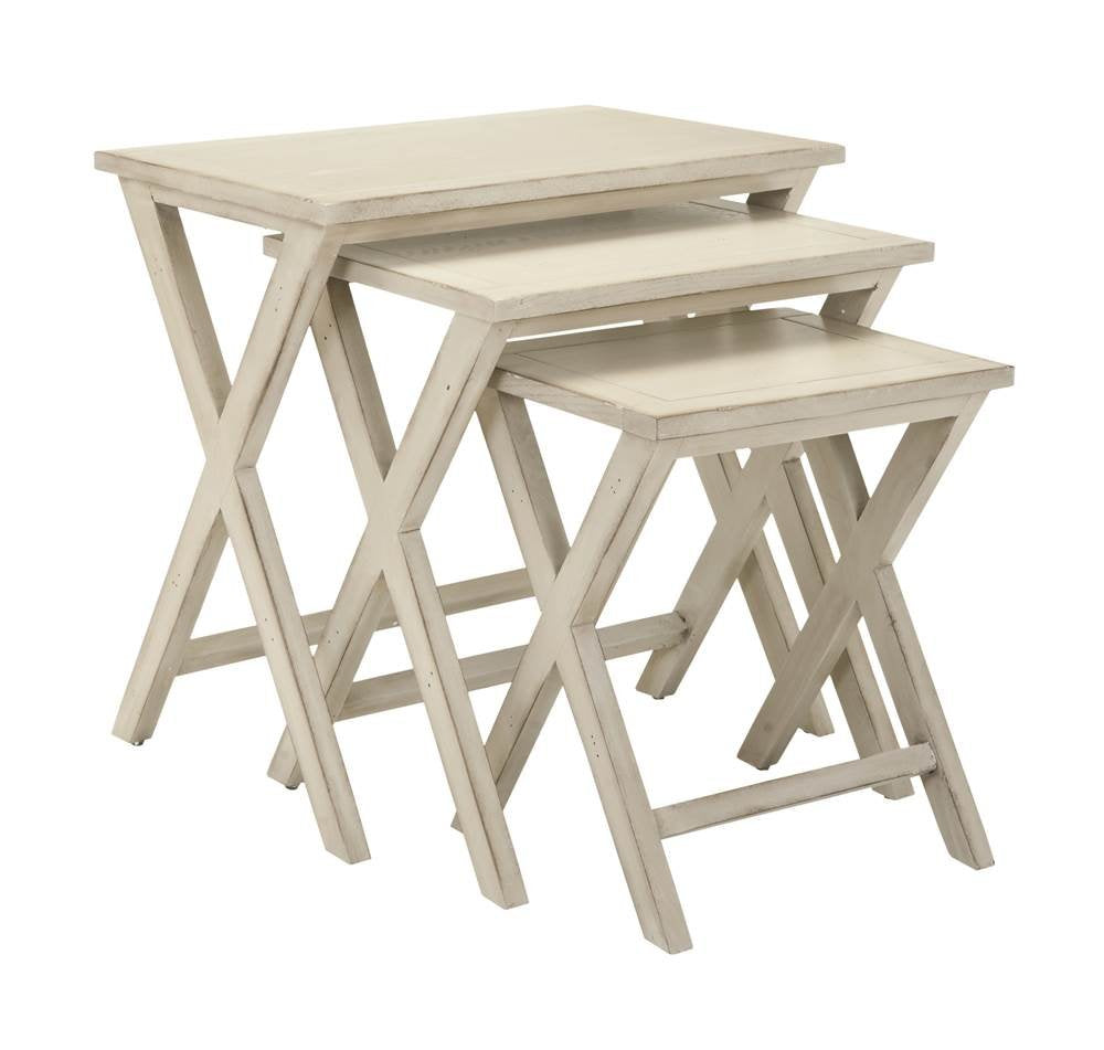 Homes Collection Maryann Antiqued White Stacking -Tray Tables