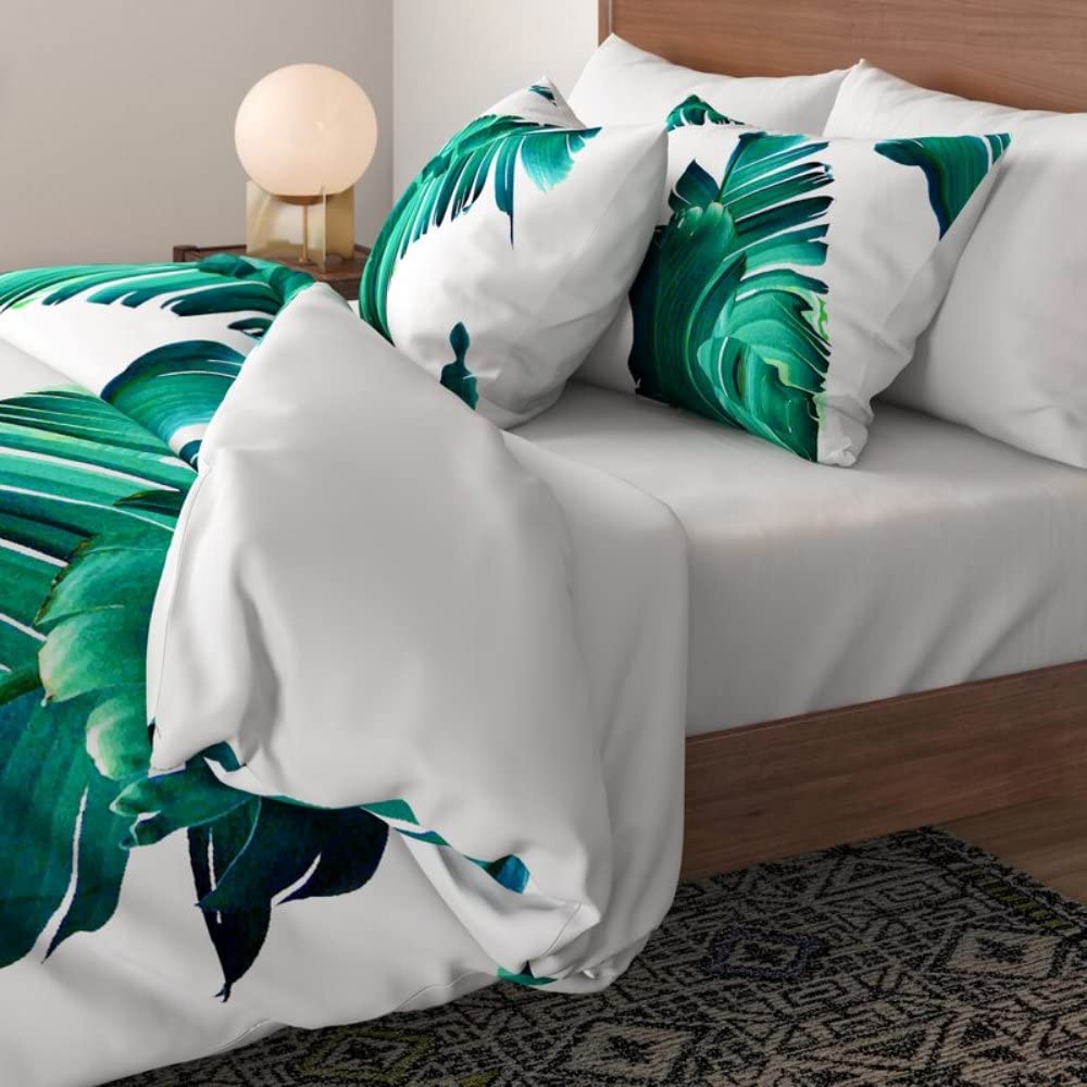 1 Piece Sage Green Comforter King Size Nature Leaves Pattern Microfiber / 100%