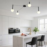 4-Light Black Glass Semi-Flush Ceiling Light