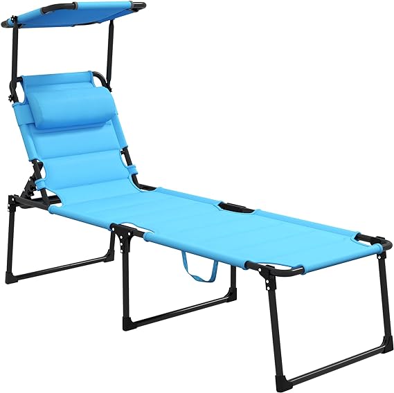 Outsunny Outdoor Lounge Chair, Adjustable Backrest Folding Chaise Lounge