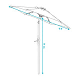 9 Foot Outdoor Patio Umbrella with Solar Lights & Tilt/Crank