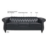 Chesterfield PU Leather Sofa, Upholstered PU Sofa with Tufted Back