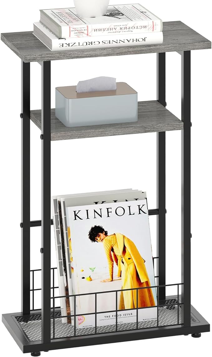 Small Narrow Side Table, Skinny End Table for Small Spaces, Narrow End Table