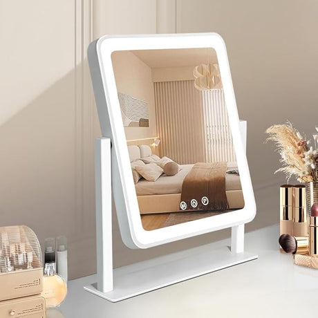 Hollywood Vanity Mirror with Lights,Tabletop Makeup Mirror with 9 LED Lights Smart