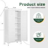 White Storage Cabinet with Feets-Metal Home Kitchen Pantry Cabinets with Doors