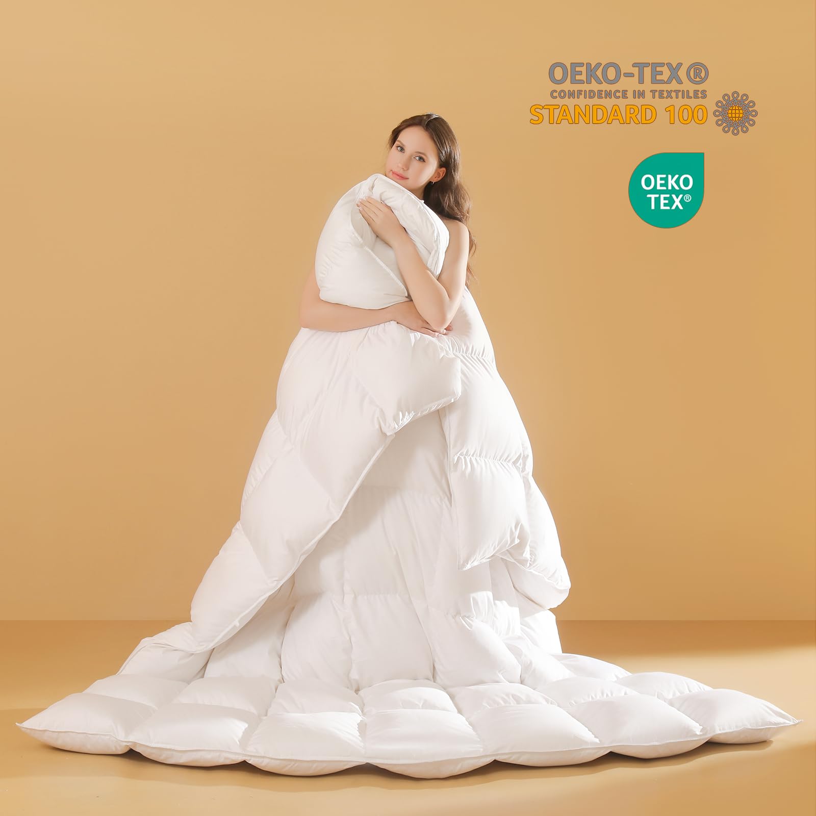 Feather Down Fiber Comforter King Size - Ultra Soft 100% Cotton Duvet Insert