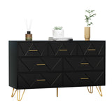 Dresser for Bedroom, 7 Drawer Dresser, Black Dresser with Gold Handles