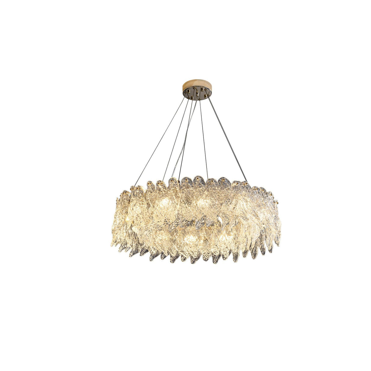 8-Lights Golden Finish Classic Glass Chandelier Ceiling Light for