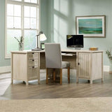 Coastal Wood L Shaped Computer Desk in Chalked Chestnut