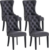 Eifizek Velvet Dining Chairs Set of 2, Tufted Dining Room Chairs with Nailhead Ring Pull Trim