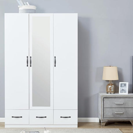 74.2" Tall 4-Doors 4 Drawers White Wardrobe Armoire Closet