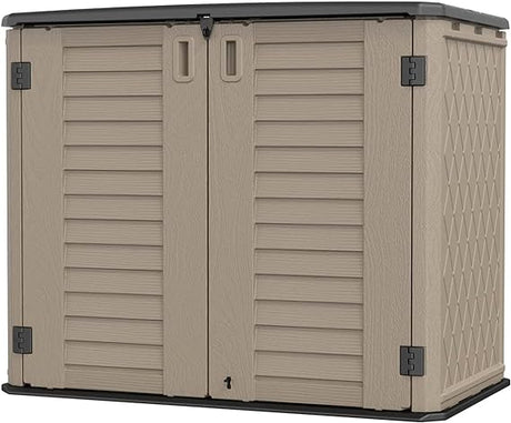 Outdoor Storage Cabinet Waterproof, Resin Vertical Outdoor Storage Shed