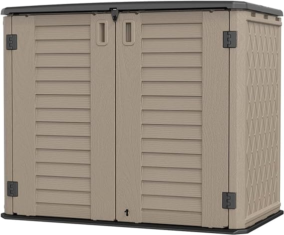 Outdoor Storage Shed - Horizontal Storage Box Waterproof for Garden, Patios