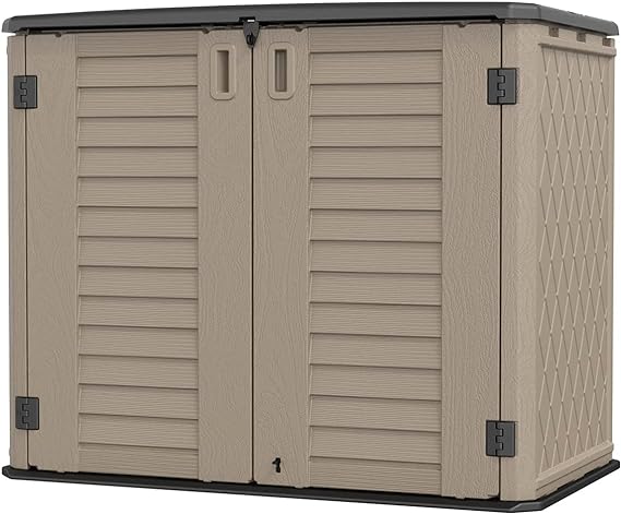 Outdoor Storage Cabinet,4 x 3.4 FT Outdoor Horizontal Storage Shed w/o Shelf