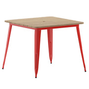 Declan Commercial Outdoor Dining Table with Umbrella Hole, All Weather Poly Resin Top