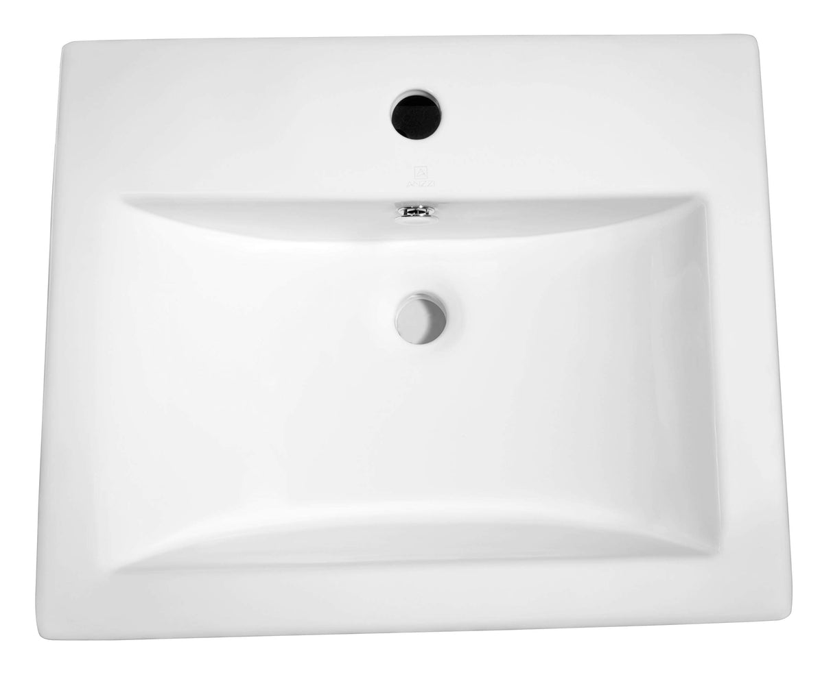 Vitruvius Polished Glossy White Ceramic Rectangular Vessel Sink for Bathroom