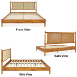 Oliver King Bed Frame and Headboard - 15-Inch Signature Design with Rattan Headboard,