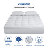 California King Mattress Topper Extra Thick Cooling Mattress Pad 400TC Cotton Top Plush Down