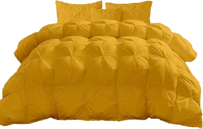 Solid Premium Quality 1000-TC Pinch Pleated Down Comforter- Eastern King Size