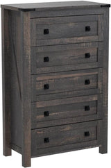 Farmhouse 5 Drawers Dresser Chests for Bedroom, Wood Rustic Tall Chest of Drawers,