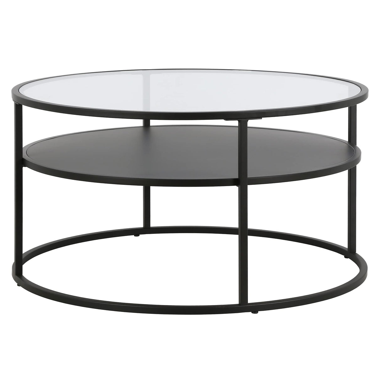 Ada 32" Wide Round Coffee Table in Blackened Bronze