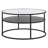 Ada 32" Wide Round Coffee Table in Blackened Bronze