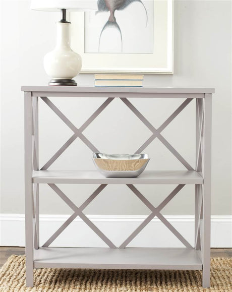 American Homes Collection Liam Quartz Grey 2-Tier Open Bookcase