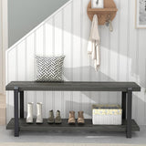 Shoe Bench, Industrial Entryway Bench with Storage, Rustic Wood and Metal Shoe Rack