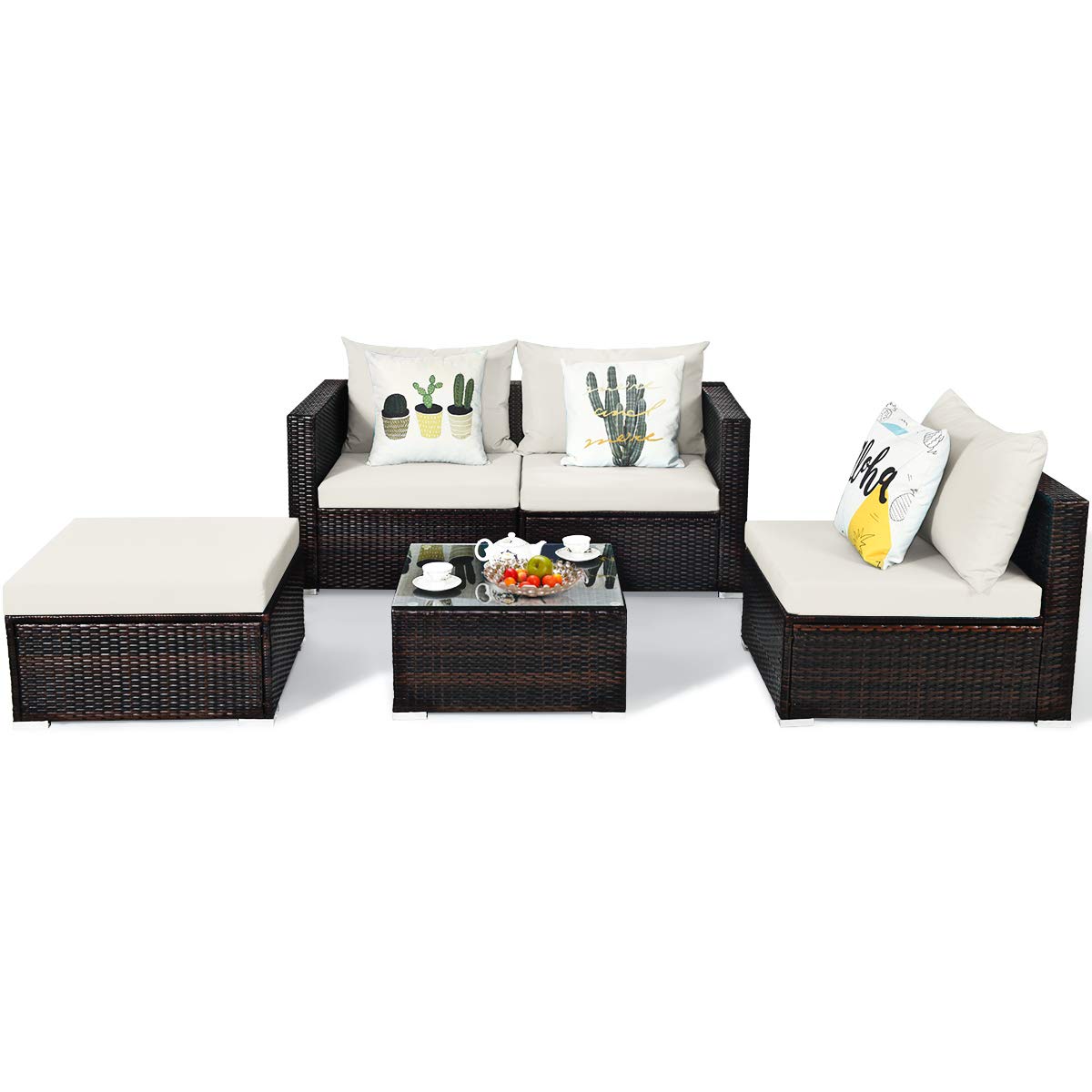 5 Piece Outdoor Patio Furniture Set, Sturdy Frame and Weight Capacity Up to 360 Pounds